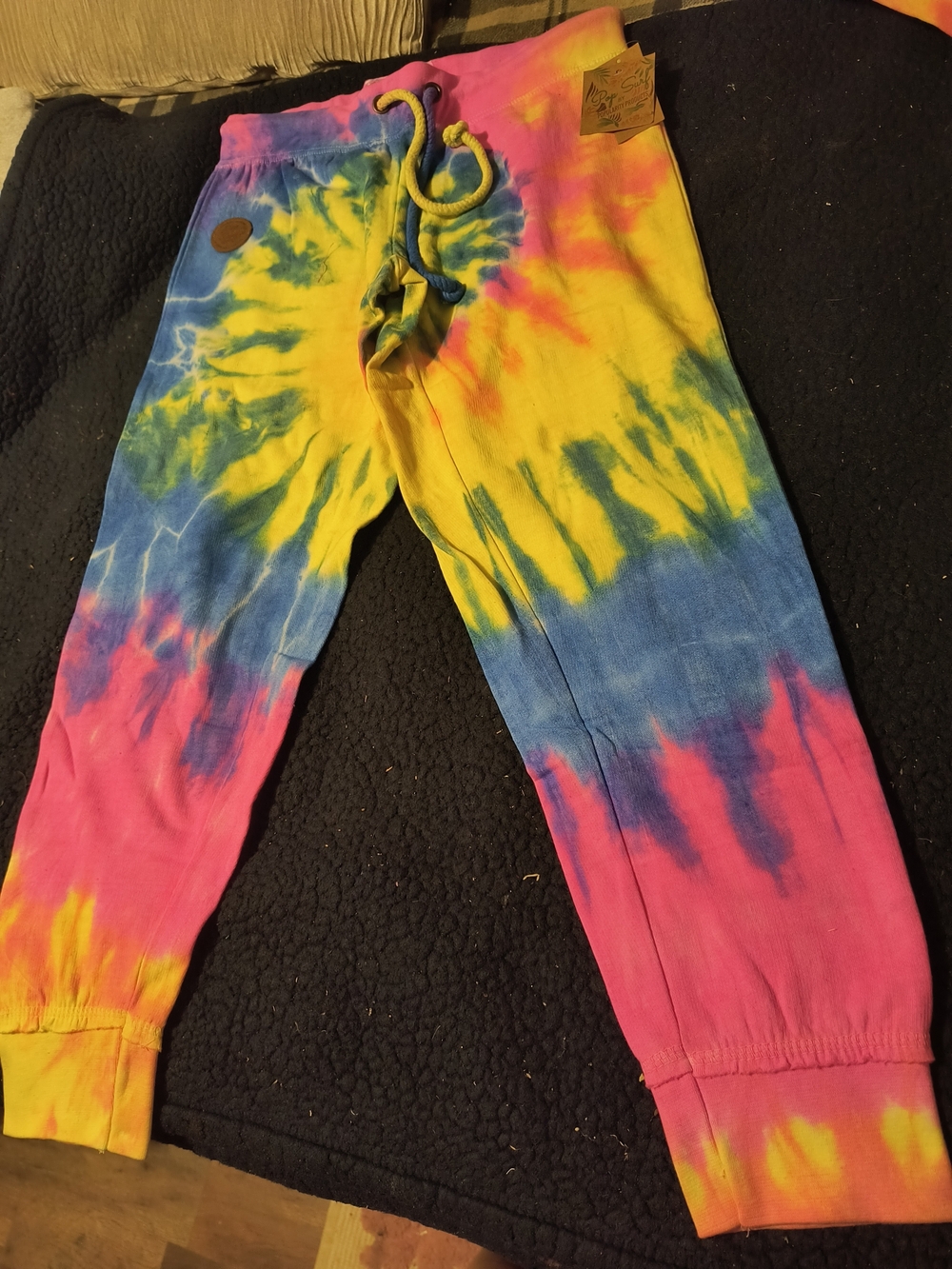 Kids Tie-Dye Joggers in Pink, Yellow & Blue